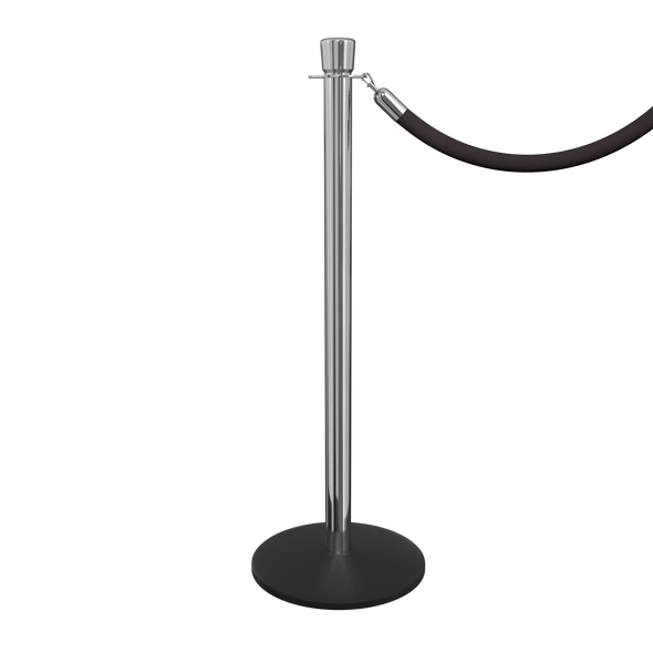 Crown Top Rope Barrier Stanchion with Flat Base