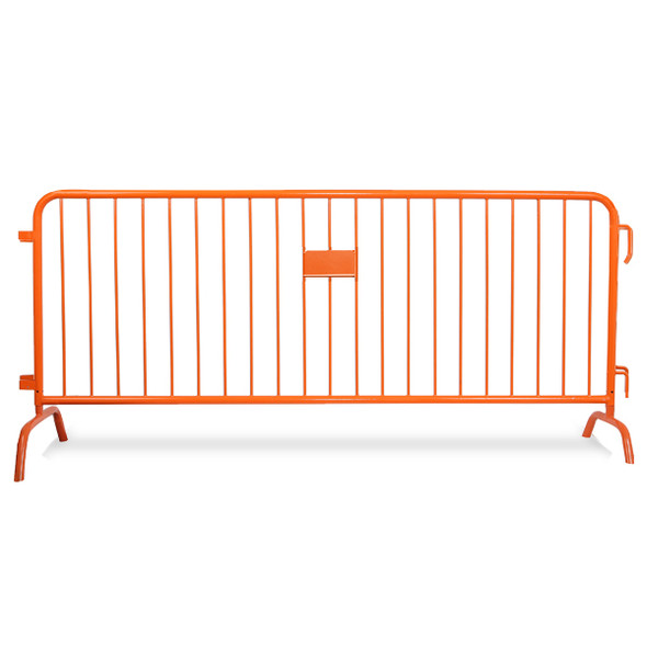 8.5 ft Orange Steel Crowd Control Barricades with Bridge Bases