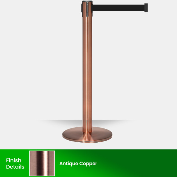 Luxury Retractable Belt Barrier Stanchion | Antique Copper 11 or 13 Foot Belt Posts