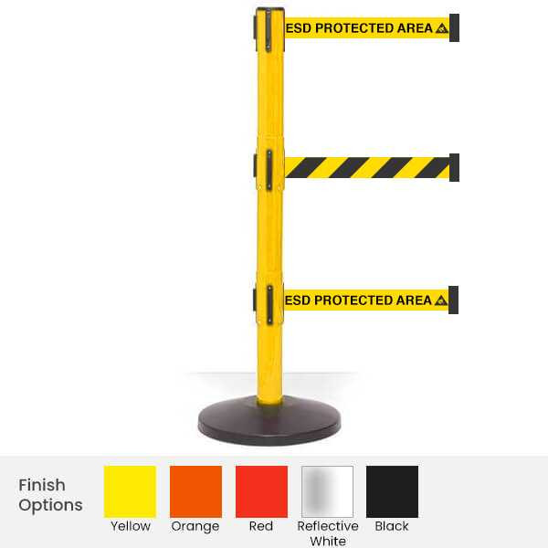 Pro Safety Triple Retractable Belt Barrier 11 / 13 Foot Belt Posts
