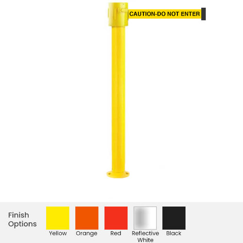 Safety Pro Retractable Belt Barrier Stanchions | Fixed Mount 20 / 25 / 30 / 35 Ft Belts