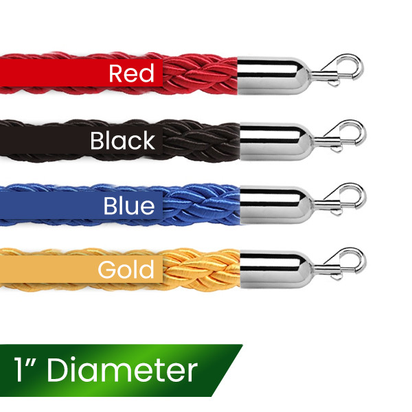 Stanchion Rope 1" Braided Stanchion Ropes 6 or 8 Foot By Epic Crowd Control