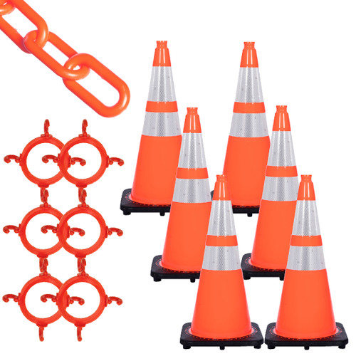 28" Traffic Cone and Chain Kit