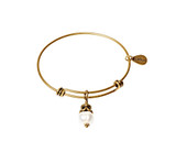 Fresh Water Pearl Expandable Bangle Gemstone Bracelet in Gold
