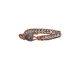 Allison - Silver Crystal with Tan Leather - Single Wrap Bracelet