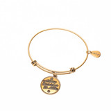 Merry Christmas to All Expandable Bangle Charm Bracelet in Gold