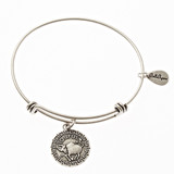 Taurus Zodiac Expandable Bangle Charm Bracelet in Silver