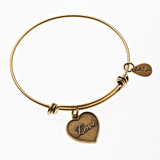 Love Expandable Bangle Charm Bracelet in Gold