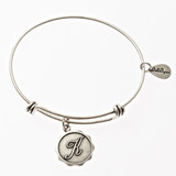 Letter K - Expandable Bangle Charm Bracelet in Silver