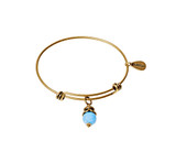 Light Blue Jade Expandable Bangle Gemstone Bracelet in Gold