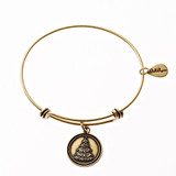 Christmas Tree Expandable Bangle Charm Bracelet in Gold