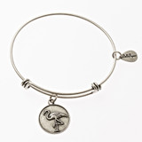 Flamingo Expandable Bangle Charm Bracelet in Silver