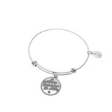 Merry Christmas to All Expandable Bangle Charm Bracelet in Silver