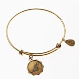 Letter M - Expandable Bangle Charm Bracelet in Gold