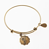 Letter Y - Expandable Bangle Charm Bracelet in Gold