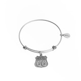 Route 66 Expandable Bangle Charm Bracelet in Silver