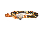 Lucy - Black Beads with Tan Leather - Single Wrap Bracelet