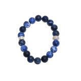 Sodalite Royal Blue Beaded Crown Jewel Bracelet with Silver Spacers