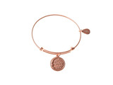 Love You to The Moon and Back Expandable Bangle Charm Bracelet in Matte Rose Gold