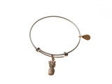 Pineapple Expandable Bangle Charm Bracelet in Two Toned Mixed Metal
