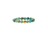 Aqua Agate  Beaded Crown Jewel Bracelet with Gold Spacers