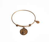 Hand Peace Sign Expandable Bangle Charm Bracelet in Gold