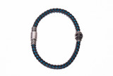 Braided Synthetic & Stainless  With Metal Skull Men's Bracelet in Black/Blue