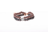 Lava Stone Double Strand Men's Bracelet in Brown & Black