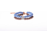Lava Stone Double Strand Men's Bracelet in Brown & Blue