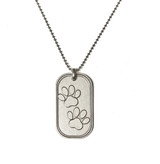 Dog Paws Stainless Steel Dog Tag Necklace