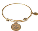Cat Mom Expandable Bangle Charm Bracelet in Gold