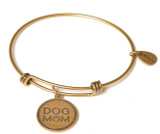 Dog Mom Expandable Bangle Charm Bracelet in Gold