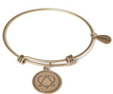 Born In My Heart Adoption Expandable Bangle Charm Bracelet in Gold
