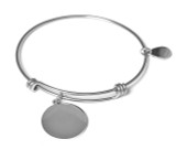 Engravable Expandable Bangle Charm Bracelet in Stainless Steel