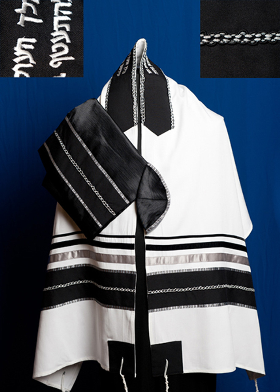 Jewish Prayer Shawl - Black and Silver Tallit