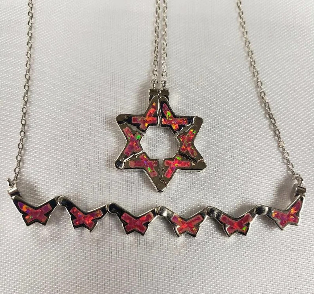 Sterling Silver & Marcasite Jewish Star & Chain - Ruby Lane