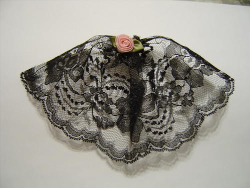 Black Lace Headcovering with Rose