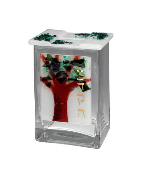 Beames Designs Fused Glass Tree of Life Tzedakah Box