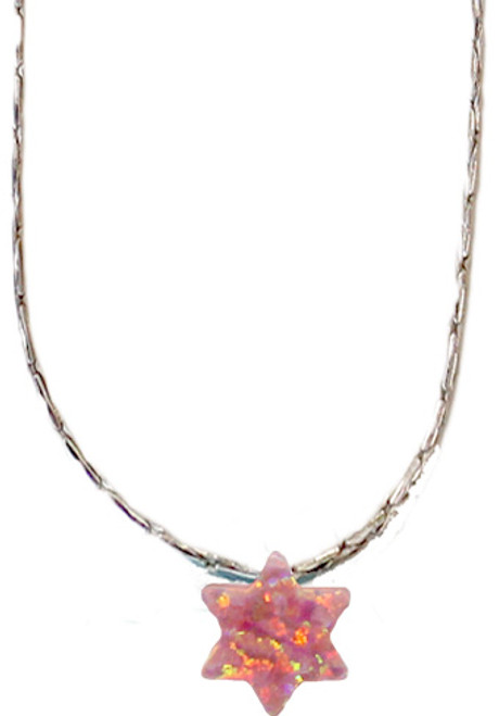 Opal Pink Star Of David With Sterling Silver Chain