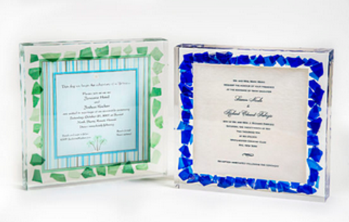 Lucite Wedding Invitation W/WO Broken Shards Border