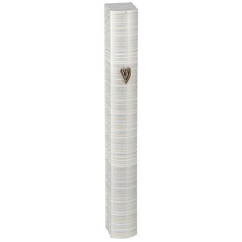 White Striped Aluminum Mezuzah