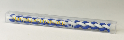 Round Blue and White Beeswax Havdalah Candle