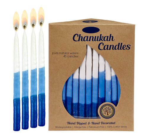 Pure Vegetable Wax Tri-Color Chanukah Candles