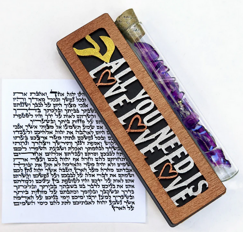 "All You Need Is Love, Love, Love" Wedding Mezuzah