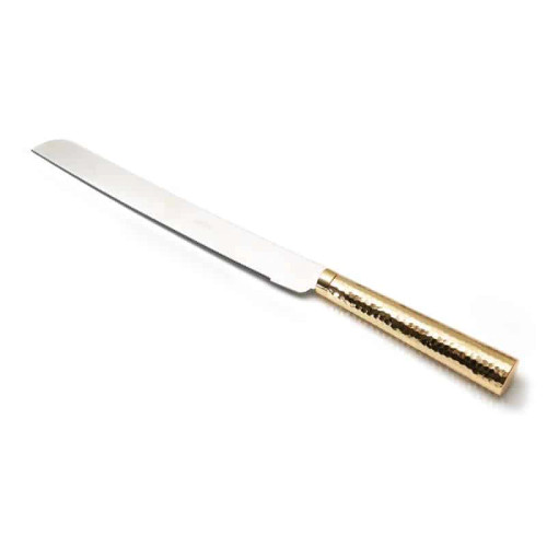 Hammered Round Handled Challah Knife - Gold Hammered Round Handled Challah Knife - Gold