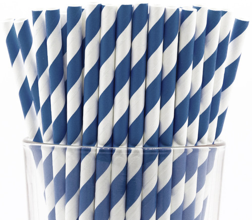Blue & White Paper Straws - 300 Count