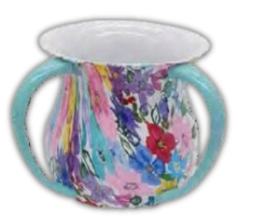Hadarya Hand Painted Acrylic Washing Cup - Spring Flowers