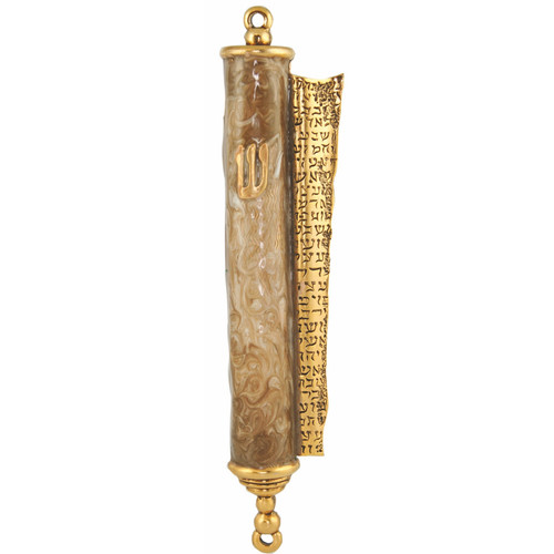 Open Scroll Mezuzah - Gold