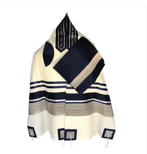 Michal Navy Blue and Silver Tallit Set