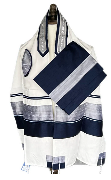 Michal Navy and Silver Tallit Set